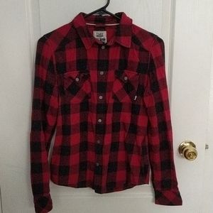 plaid flannel button-down shirt